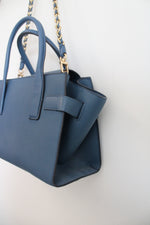 Michael Kors Carmen Flap Blue Leather Satchel