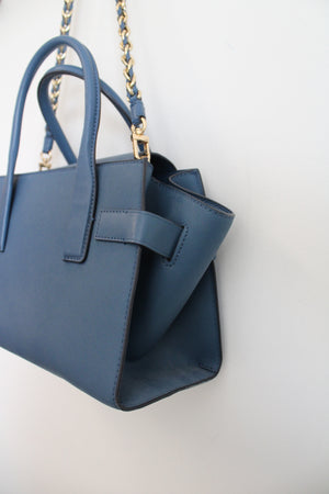 Michael Kors Carmen Flap Blue Leather Satchel