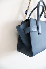 Michael Kors Carmen Flap Blue Leather Satchel
