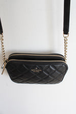 Kate Spade Natalia Black Quilted Double Zip Crossbody Bag