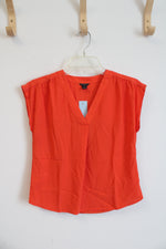 NEW Ann Taylor Orange V-Neck Blouse | XXS Petite