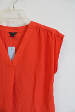 NEW Ann Taylor Orange V-Neck Blouse | XXS Petite