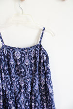 NEW Children's Place Blue & Purple Patterned Cold Shoulder Dress | Youth XL (14)