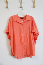 NEW Lane Bryant Peach Orange 1/4 Buttoned Blouse | 26/28