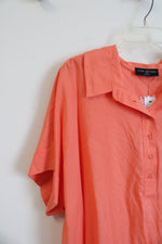NEW Lane Bryant Peach Orange 1/4 Buttoned Blouse | 26/28