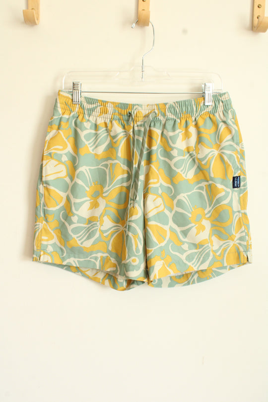 L.L. Bean Green and Yellow Floral Swim Trunks | M