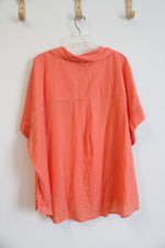 NEW Lane Bryant Peach Orange 1/4 Buttoned Blouse | 26/28
