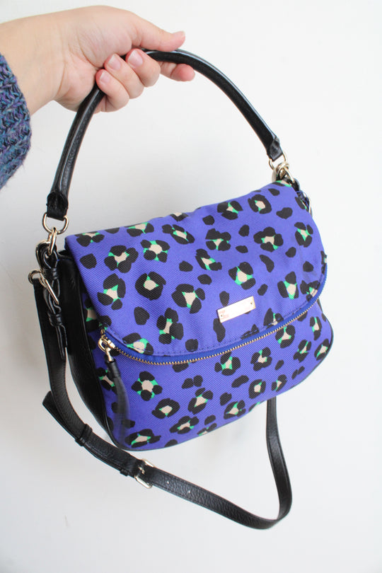 Kate Spade Cobble Hill Blue Leopard Print Small Devin Bag