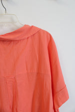 NEW Lane Bryant Peach Orange 1/4 Buttoned Blouse | 26/28