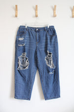 Shein Curve Distressed Elastic Waist Jeans | 2XL