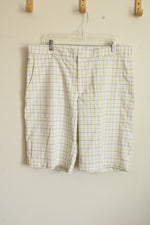 Nike Golf White Gray and Green Plaid Short | 36