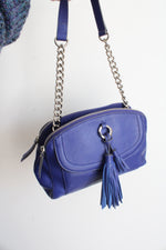 B. Makowsky Blue Tassel Leather Bag