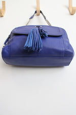 B. Makowsky Blue Tassel Leather Bag