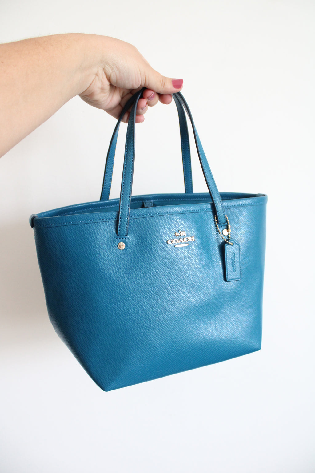 Coach Blue Crossgrain Tote Bag