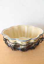 Tempations Blue Floral Ribbed Scalloped Edge Casserole Dish & Carrier