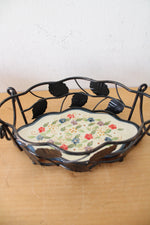 Tempations Blue Floral Ribbed Scalloped Edge Casserole Dish & Carrier