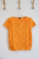 NEW Ann Taylor Orange Lace Overlay Top | XXS Petite