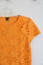NEW Ann Taylor Orange Lace Overlay Top | XXS Petite