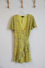 Banana Republic Yellow & White Floral Wrap Dress | 12
