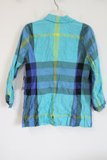 NEW Liv Blue & Green Plaid Windbreaker Jacket | XS