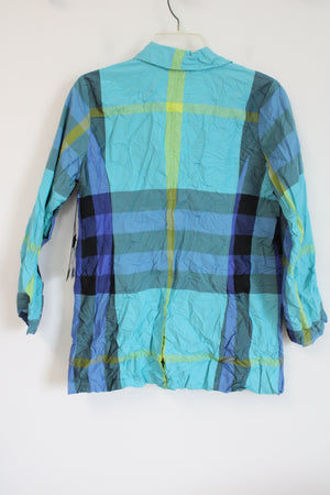 NEW Liv Blue & Green Plaid Windbreaker Jacket | XS
