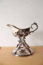 Vintage Silver Plated Gravy Boat & Warming Stand