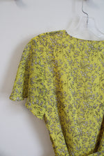 Banana Republic Yellow & White Floral Wrap Dress | 12