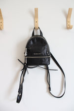 Michael Kors Rhea Mini Python-Embossed Black Leather Backpack