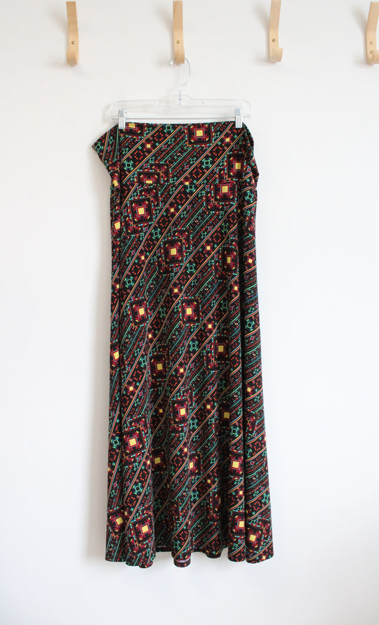 LuLaRoe Black Square Patterned Knit Maxi Skirt | 2XL