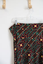 LuLaRoe Black Square Patterned Knit Maxi Skirt | 2XL