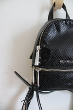 Michael Kors Rhea Mini Python-Embossed Black Leather Backpack