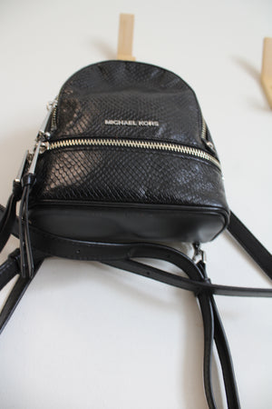 Michael Kors Black Pebbled Leather Mini Backpack with Silver Chain Michael Kors Slater Large Chain Leather Backpack Black | eBay main image 2