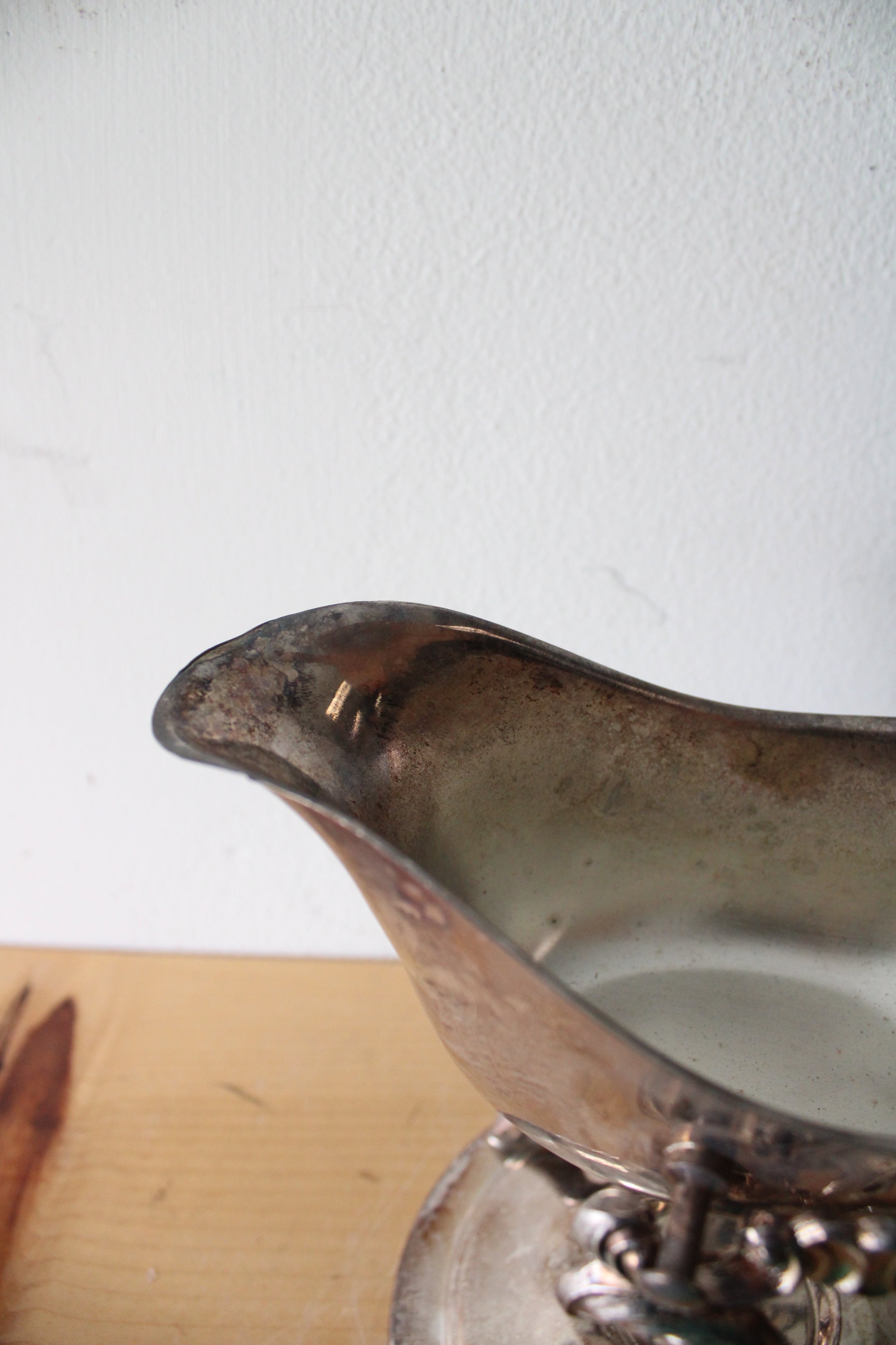 Vintage Silver Plated Gravy Boat & Warming Stand