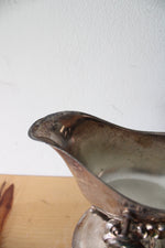 Vintage Silver Plated Gravy Boat & Warming Stand