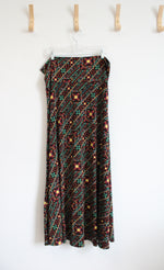 LuLaRoe Black Square Patterned Knit Maxi Skirt | 2XL