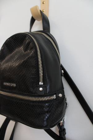 Michael Michael Kors, Rhea Mini Python-Embossed Leather Backpack, Black, One Size