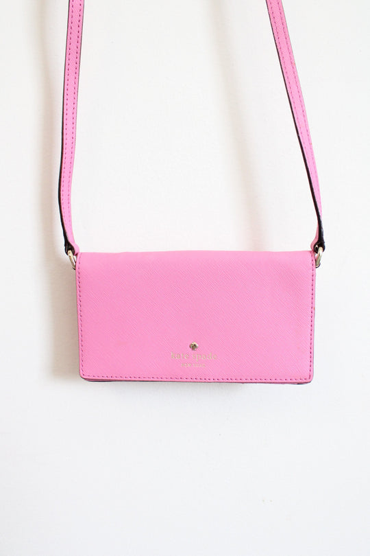 Kate Spade Bubblegum Pink Leather Mini Crossbody Smartphone Wallet