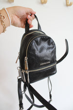 Michael Kors Rhea Mini Python-Embossed Black Leather Backpack