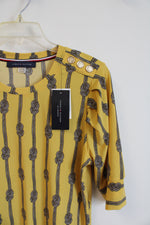 NEW Tommy Hilfiger Yellow Black & White Rope Patterned Top | M