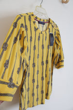 NEW Tommy Hilfiger Yellow Black & White Rope Patterned Top | M