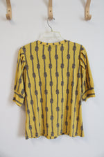 NEW Tommy Hilfiger Yellow Black & White Rope Patterned Top | M