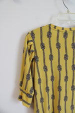 NEW Tommy Hilfiger Yellow Black & White Rope Patterned Top | M