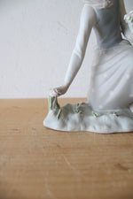 Lladro Girl Picking Flowers Porcelain Figurine