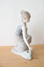 Lladro Girl Picking Flowers Porcelain Figurine