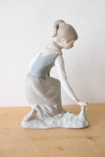 Lladro Girl Picking Flowers Porcelain Figurine