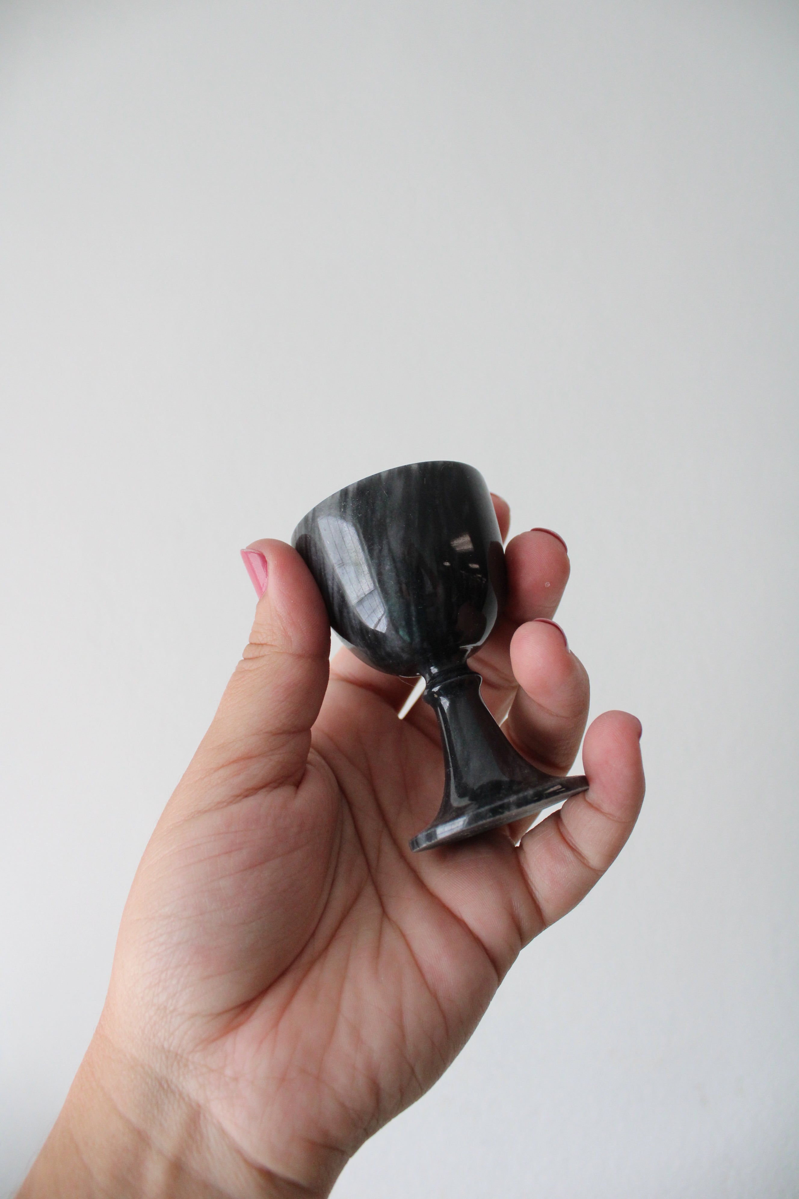 Vintage Black Gray Marble Sake Decanter & Mini Goblet Tray Set