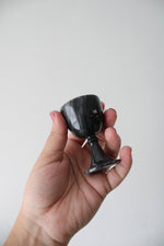 Vintage Black Gray Marble Sake Decanter & Mini Goblet Tray Set