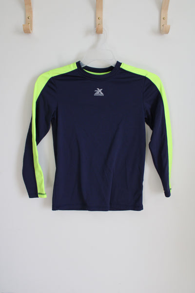 ZeroXposure ZX Dri-Tech Dark Blue Lime Green Long Sleeved Shirt 