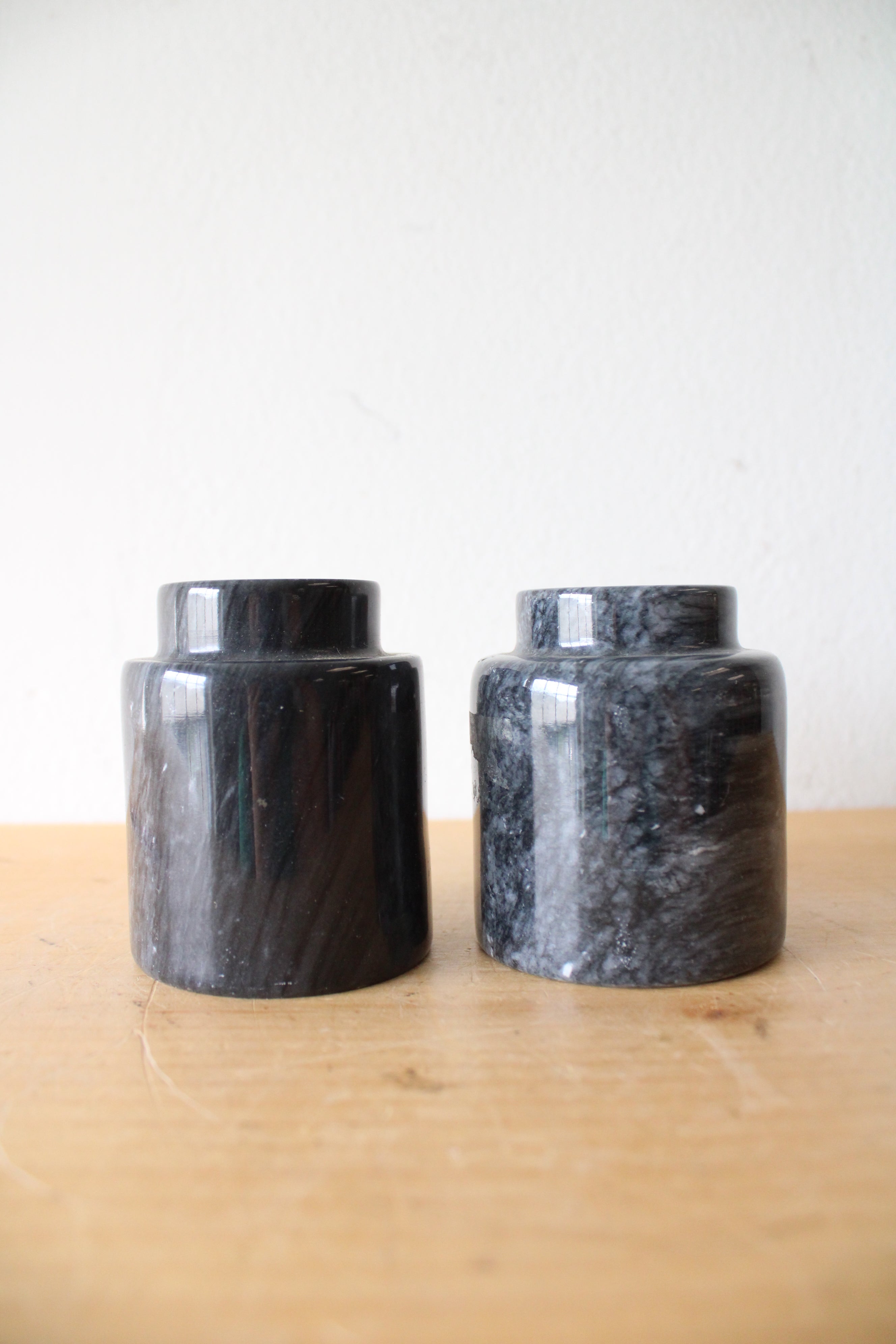 Black Gray Marble Candle Votives | Set Of 2