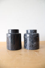Black Gray Marble Candle Votives | Set Of 2